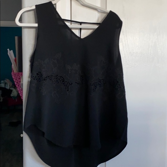 CARAMELA Black Floral Embroidered Tank with Detail - Picture 2 of 6